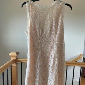Joie Mini Lace Shift Dress- Cream with Nude underlay - Size Small